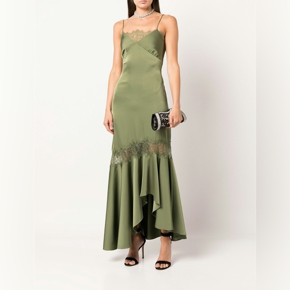 New! SACHIN + BABI x Anthropologie Candace Satin Lace Slip Dress 💚 0 and 4 NWT!! - Picture 8 of 16